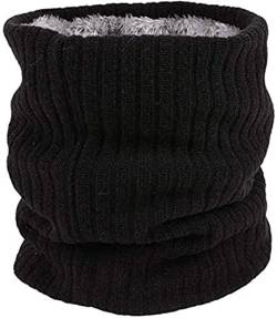 Hjkiopc Strick Schlauchschal Strickschal Winterschal Feinstrick Loop Schal für Damen und Herren (Schwarz) von Hjkiopc