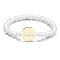 Hmooy Künstlichen Pearls Damen-Armband Elastisc, in ca. 6 mm Barock weiß 17 cm Perlenarmband Mama Tochter Armband Perlen Stretcharmband für (Style 1) von Hmooy