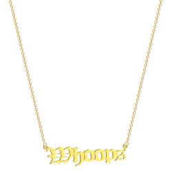 Halskette Ketten Schmuck Herren Frauen Anhänger Necklace Alte Englische Schriftart „Whoops“-Buchstaben-Halskette, Mädchen-Anfangsanhänger, Weiblich von Hmsanase