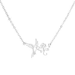 Halskette Ketten Schmuck Herren Frauen Anhänger Necklace Damen-Halskette Mit Blumen-Kolibri Und Anhänger, Schlüsselbeinkette, Schwalbenvogel-Ausschnitt-Halskette S von Hmsanase