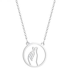 Halskette Ketten Schmuck Herren Frauen Anhänger Necklace Geometrische Minimalistische Gesten-Halskette Mit Ausgehöhlter Geste Für Frauen, Herz-Zu-Herz-Halskette Mit Schlüsselbeinkette S von Hmsanase