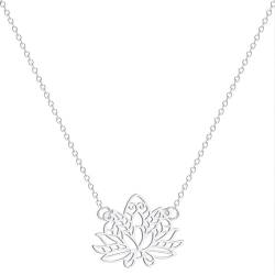 Halskette Ketten Schmuck Herren Frauen Anhänger Necklace Hohler Yoga-Lotus-Anhänger Mit Schlüsselbeinkette S von Hmsanase