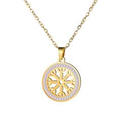 Halskette Ketten Schmuck Herren Frauen Anhänger Necklace Mode Kompass Halskette Hohl Symbol Schutz Halsketten Amulett Goldfarbe von Hmsanase
