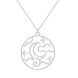 Halskette Ketten Schmuck Herren Frauen Anhänger Necklace Nachthimmel-Anhänger-Halskette, Halbmond-Anhänger-Halskette, Mond Und Sterne, Nachthimmel-Anhänger-Halskette S von Hmsanase