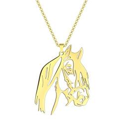 Halskette Ketten Schmuck Herren Frauen Anhänger Necklace Pferdekopf-Anhänger-Halskette Für Frauen, Tier-Halskette Für Punk-Männer von Hmsanase