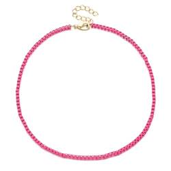 Halskette Ketten Schmuck Herren Frauen Anhänger Necklace Regenbogenfarbene Box-Kette Halskette Für Frauen Mädchen Sommer Sl1459 von Hmsanase