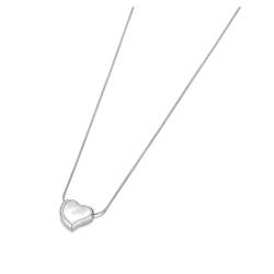 Halskette Ketten Schmuck Herren Frauen Anhänger Necklace Stilvolle Natürliche Muschel-Herz-Anhänger-Halskette Für Damen, Modischer Charm-Hals N23056P-Weiß von Hmsanase