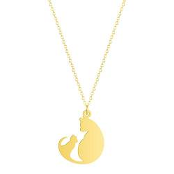 Halskette Ketten Schmuck Herren Frauen Anhänger Necklace Tierhalskette, Weibliche Schlüsselbeinkette, Mutter, Baby-Katze-Anhänger-Halskette G von Hmsanase