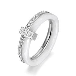 Hmsanase Ring Ringe Damen Bijouterie Herren 2 Schichten Schwarz/Weiß Kristall Eheringe Verlobungsring Für Frauen 8 Steelwhite von Hmsanase