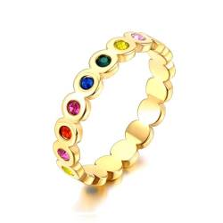 Hmsanase Ring Ringe Damen Bijouterie Herren Bunte Regenbogenringe Für Damen Charm Bling 6 R23017G von Hmsanase