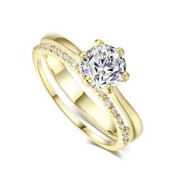 Hmsanase Ring Ringe Damen Bijouterie Herren Ehering-Set Für Damen, Weiblich, Verlobungsring Mit Glänzendem Stein, Klassisch, 8 Goldfarben von Hmsanase