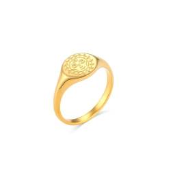 Hmsanase Ring Ringe Damen Bijouterie Herren Kreativer, Gravierter Gesichtsausdruck Von Mond, Sonne, Stern, Ring, Siegelring Der Gottheit, 8 Gottheit von Hmsanase