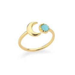 Hmsanase Ring Ringe Damen Bijouterie Herren Offener Opalring Mit Sonne Und Mond Für Damen, Liebesherz, Verstellbare Eheringe, Silberfarben von Hmsanase