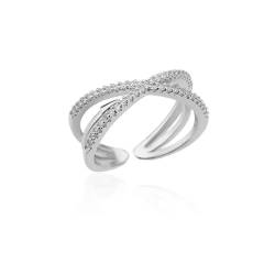 Hmsanase Ring Ringe Damen Bijouterie Herren Ringe Für Damen, Kreuz-Öffnungsring, Hochzeit, Party, Silber von Hmsanase