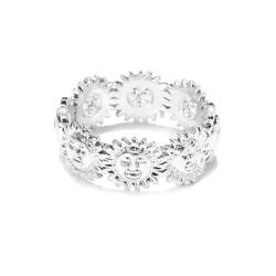 Hmsanase Ring Ringe Damen Bijouterie Herren Sonnengesichtsring Für Damen Und Herren, Vintage-Punk-Mond-Stern-Ring, Weiblicher Finger-Party-Ring Jz1976S-Fkk9 von Hmsanase