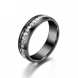 Hmsanase Ring Ringe Damen Bijouterie Herren Trendy 6Mm Einreihige Ringe Für Männer Frauen Mode Regenbogen Paar Ehering 6 6Mm-Schwarzfarbe von Hmsanase