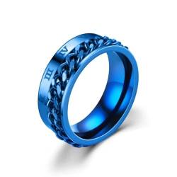 Ring Ringe Damen Bijouterie Herren Mode Drehbare Römische Ziffern Kette Spinner Ringe Für Männer Frauen Ringe Hochzeit Band Geschenk 8 Blaufarbe von Hmsanase