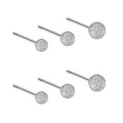 Hmzidz 3 Paare Sterling Silber 925 Ohrstecker Set für Damen Herren,Piercing Ohrringe mit Silber/Gold/Schwarz Kugel,Kleine Kugeln Ohrschmuck für Mädchen (Mattierte Silber) von Hmzidz