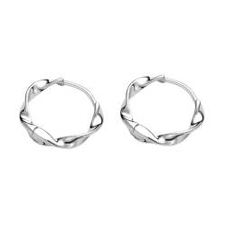 Hmzidz 925 Sterling Silber Gedrehte Creolen für Damen Herren,Ohrringe Gold/Silber Creolen Klein,Hoops Ohrringe echt Silber,Hypoallergen Kreolen Ohrschmuck für Frauen Mädchen (Silber) von Hmzidz