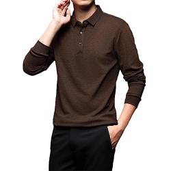 Herren-T-Shirt Mit Polokragen, Einfarbig, Wolle, Langärmelig, Pullover, Business-Casual-Oberteil Coffee Color XL-52 von Hndudnff