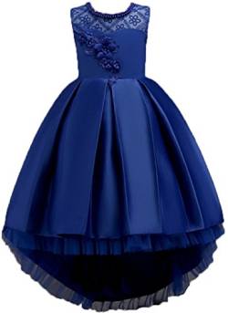 Festliches Mädchen Schicht Kleider Lange Brautjungfern Kleider Festlich Hochzeit Party Prinzessin Kleid Blumenmädchen Festzug Gr. 92 104 116 128 134 140 146 152 164 (164, Blau) von Ho Mall