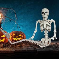 85cm Halloween bewegliches Skelett, Gruselige Skelett-Meerjungfrau Menschliche Skelette, Ganzkörperknochen, Skelett-Dekorationen, für die Beste Outdoor Indoor Dekoration, Garten, Haustür Deko (1PC) von HoGeGe