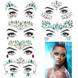 Absolute Focus！2 PCS Gesicht Edelsteine, Temporäre Tattoo-Aufkleber,Acryl-Kristall,Strass für Party, Frau Cosplay Meerjungfrau,Glitzer-Aufkleber, Halloween Rave Club Kostüm (P) von HoGeGe