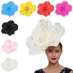 Fascinator mit Blume, Große Blumenhüte für Damen, Großes Blumen-Stirnband Stirnband, Blumen-Fascinator, Große Blumen-Haarbänder, Kopfbedeckung Geschenke für Frauen (Black) von HoGeGe