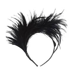 Generisch 1920s Stirnband, Feder Stirnband, 20er Stil Haarband Retro Haarband Karneval Kopfschmuck, Haarreif Fascinator Stirnbänder, Prom Queen Kopfbedeckung für Karneval Party Halloween (Schwarz) von HoGeGe