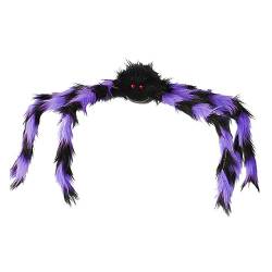 Halloween Deko, 75cm Halloween Riesenspinne, Pelzige Plüschspinnen, Haarige Spinne, Spinnennetz Halloween GroßEr Riesen Spinne Halloween SpinnwebenHorror Halloween Deko Set (Lila) von HoGeGe