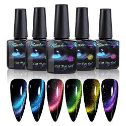 Reflektierend Cat Eye Gel Nagellack, 9D Katze Auge Gel Nagel, Cat Eyes UV Nagellack Gel, Chamäleon Nagellack, Gellack Kit für Nägel Maniküre (#06) von HoGeGe