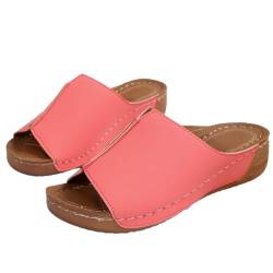 HoNung Stoßdämpfende Sohlen-Stretch-Sandalen, dicke Sohlen-Sandalen für Damen, orthopädische Wandersandalen (pink,37) von HoNung