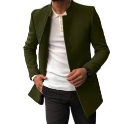 HoNung Trendiger Herren-Blazer aus festem Tweed, Business-Stil, Stehkragen, schmale Passform, warm, lässig, Sportjacke (Green,3XL) von HoNung