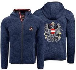 Hoamatkult Österreich Jacke mit Kapuze Herren - Strickfleece (Medium, Dunkelblau-Meliert) von Hoamatkult