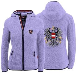 Hoamatkult Österreich Kultjacke mit Kapuze Damen - das Original - Österreich Adler Strickfleece Jacke - Jacke mit Österreich Adler Stick (Large, Lavendel) von Hoamatkult