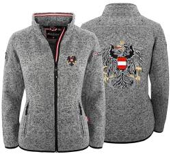 Hoamatkult Österreich Kultjacke ohne Kapuze Damen - das Original - Österreich Adler Strickfleece Jacke - Jacke mit Österreich Adler Stick (Small, Dunkelgrau) von Hoamatkult