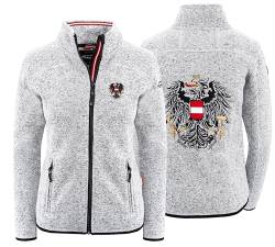 Hoamatkult Österreich Kultjacke ohne Kapuze Damen - das Original - Österreich Adler Strickfleece Jacke - Jacke mit Österreich Adler Stick (Small, Grau) von Hoamatkult