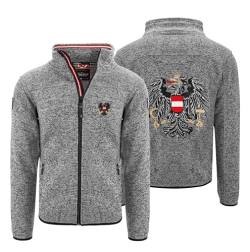 Hoamatkult Österreich Kultjacke ohne Kapuze Herren - das Original - Österreich Adler Strickfleece Jacke - Jacke mit Österreich Adler Stick (Medium, Dunkelgrau-Meliert) von Hoamatkult