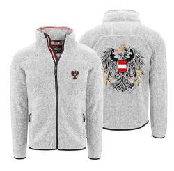 Hoamatkult Österreich Kultjacke ohne Kapuze Herren - das Original - Österreich Adler Strickfleece Jacke - Jacke mit Österreich Adler Stick (XX-Large, Grau-Meliert) von Hoamatkult