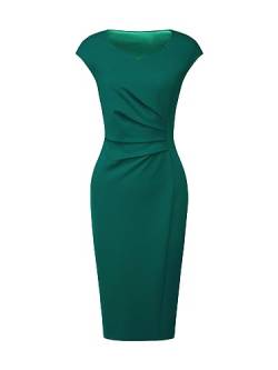 Hobemty Damen Etuikleid 50er Jahre Stil Herzförmiger Ausschnitt Plissierte Seitliche Bleistiftkleid Grün XXL von Hobemty