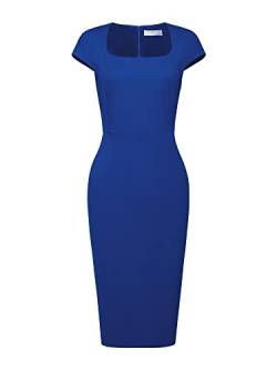 Hobemty Damen Etuikleid Quadratischer Ausschnitt Flügelärmel Arbeit Bleistiftkleider Kleid Königsblau XL von Hobemty