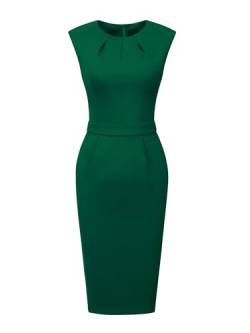 Hobemty Damen Kleid Etuikleid Plissierter Ausschnitt Arbeit Bleistiftkleider Grün M von Hobemty