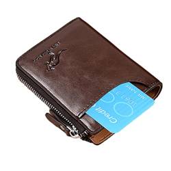 Hobngmuc Herren Geldbörse mit Reißverschluss - RFID-Kartenhalter aus echtem Leder,Multifunktionaler Führerscheinkartenhalter Herrenbrieftasche, Brieftasche mit großer Kapazität von Hobngmuc
