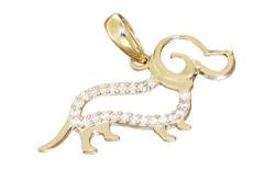 Hobra-Gold Anhänger Gold 585 Hund mit Zirkonias kleiner Dackel 14 Kt. Kettenanhänger von Hobra-Gold