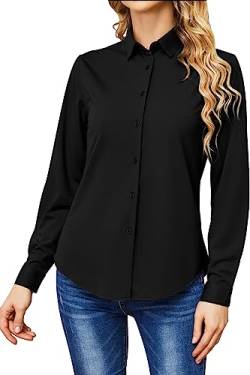 Hocaies Bluse Damen Hemd Damen Hemdbluse Damen Basic Shirt mit Knopleiste Oberteile Slim Fit Formelle Blusen Arbeitshemd mit Reverskragen von Hocaies