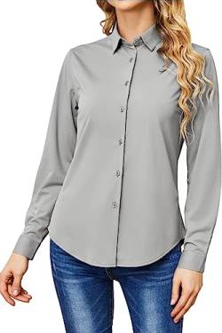 Hocaies Bluse Damen Hemd Damen Hemdbluse Damen Basic Shirt mit Knopleiste Oberteile Slim Fit Formelle Blusen Arbeitshemd mit Reverskragen von Hocaies