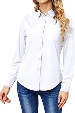 Hocaies Bluse Damen Hemd Damen Hemdbluse Damen Basic Shirt mit Knopleiste Oberteile Slim Fit Formelle Blusen Arbeitshemd mit Reverskragen von Hocaies