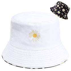 Hocaies Fischerhut Bucket Hat Sonnenhut Herren Damen Fischerhüte Sonnenhut Mädchen Faltbar Sonnenhüte Unisex Anglerhut Fischermütze für Outdoor Wandern Camping (Gänseblümchen 02) von Hocaies