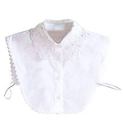 Hocaies Frauen Kragen Vintage Elegante Abnehmbare Hälfte Shirt Bluse Cotton Kragen Weiß Damen Blusenkragen, M, Spitzenarbeiten von Hocaies