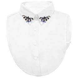 Hocaies Frauen Kragen Vintage Elegante Abnehmbare Hälfte Shirt Bluse Cotton Kragen Weiß Damen Blusenkragen von Hocaies
